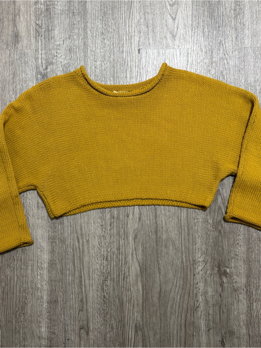 Silence + Noise Women’s Cropped Knit Sweater Mustard Yellow Size M